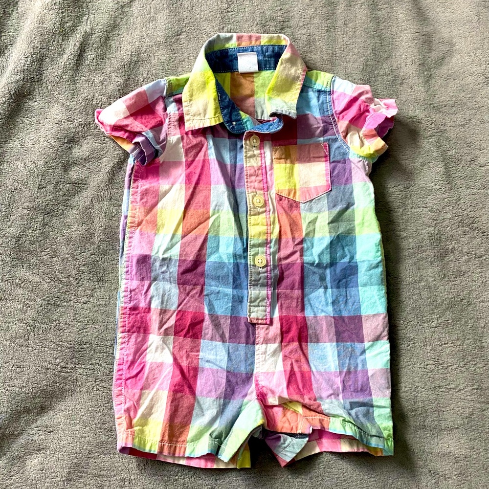 Baby Gap Plaid Cotton Romper Onesie EUC 3-6 months